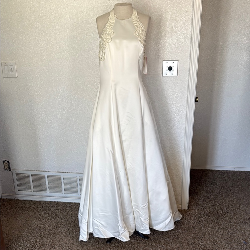 Nwt Vintage Jessica Mcclintock Elegant Off White Halter Wedding Bridal Dress